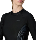 Women's Endurance10 Splice Print Long Sleeve Suntop - Black & Grey Lead
