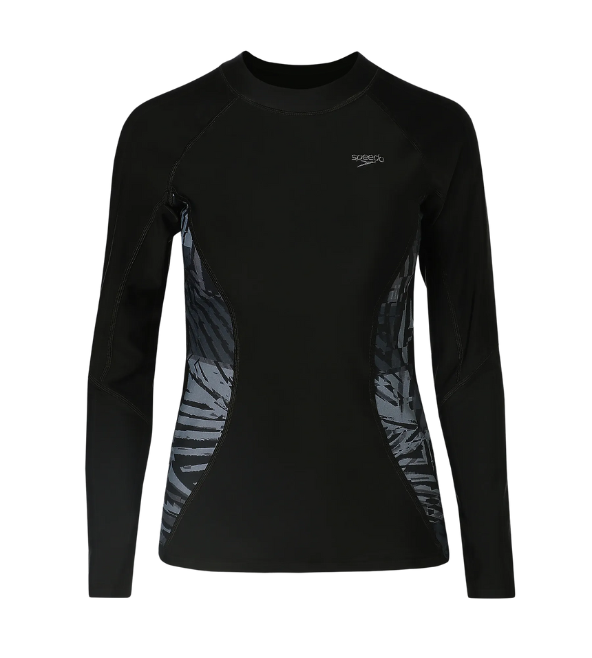 Women's Endurance10 Splice Print Long Sleeve Suntop - Black & Grey Lead