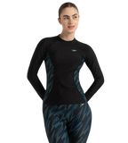 Women's Hyperboom Splice Print Long Sleeve Suntop - Black, Dark Teal & Arctic Glass