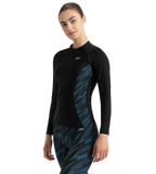 Women's Hyperboom Splice Print Long Sleeve Suntop - Black, Dark Teal & Arctic Glass