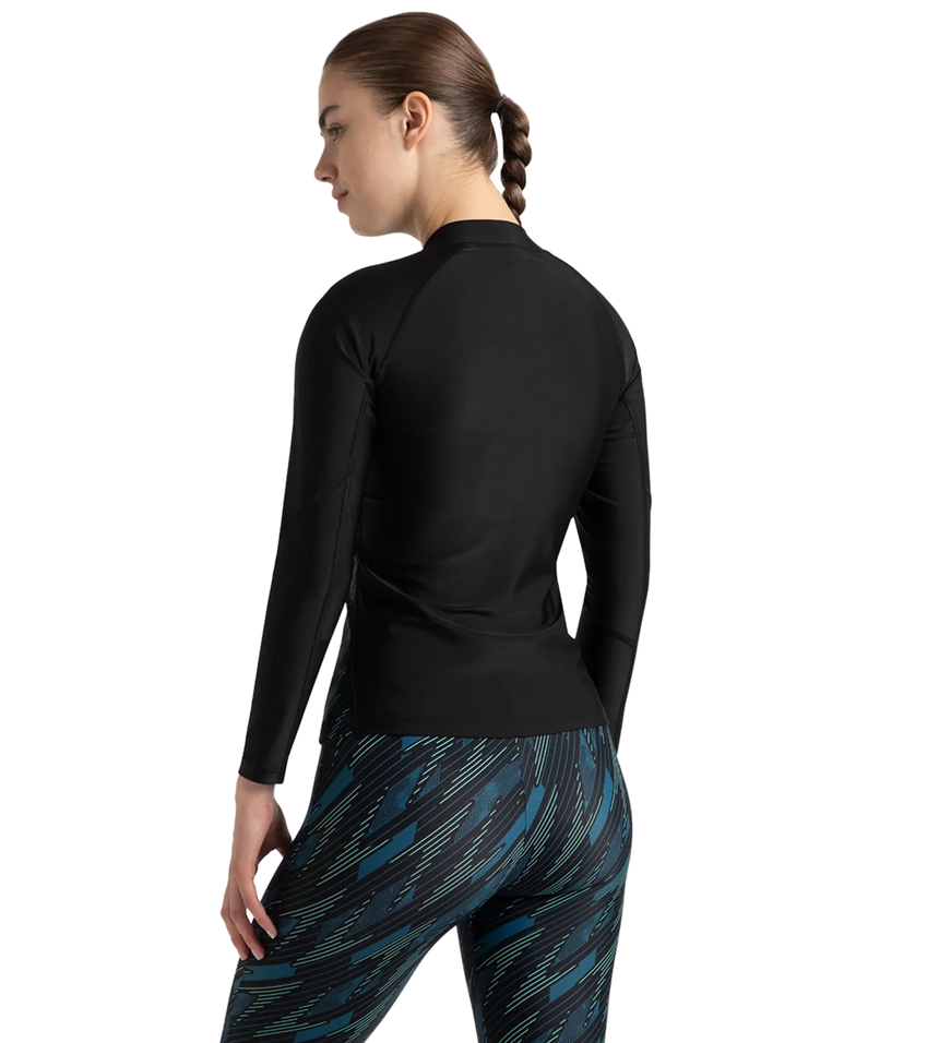 Women's Hyperboom Splice Print Long Sleeve Suntop - Black, Dark Teal & Arctic Glass