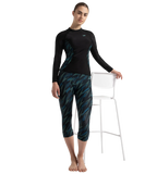 Women's Hyperboom Splice Print Long Sleeve Suntop - Black, Dark Teal & Arctic Glass