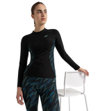 Women's Hyperboom Splice Print Long Sleeve Suntop - Black, Dark Teal & Arctic Glass