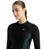 Women's Hyperboom Splice Print Long Sleeve Suntop - Black, Dark Teal & Arctic Glass