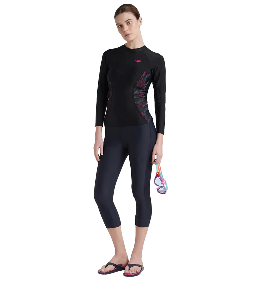 Women's Endurance 10 Hyperboom Splice Suntop - Black & Electric Pink
