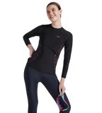 Women's Endurance 10 Hyperboom Splice Suntop - Black & Electric Pink