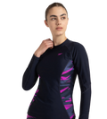 Women's Hyperboom Splice Print Long Sleeve Suntop - True Navy, Hapuna Blue & Diva