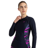 Women's Hyperboom Splice Print Long Sleeve Suntop - True Navy, Hapuna Blue & Diva