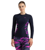 Women's Hyperboom Splice Print Long Sleeve Suntop - True Navy, Hapuna Blue & Diva