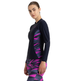 Women's Hyperboom Splice Print Long Sleeve Suntop - True Navy, Hapuna Blue & Diva