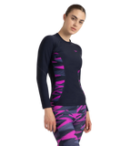 Women's Hyperboom Splice Print Long Sleeve Suntop - True Navy, Hapuna Blue & Diva