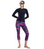 Women's Hyperboom Splice Print Long Sleeve Suntop - True Navy, Hapuna Blue & Diva