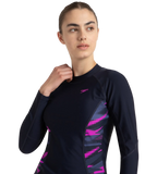 Women's Hyperboom Splice Print Long Sleeve Suntop - True Navy, Hapuna Blue & Diva