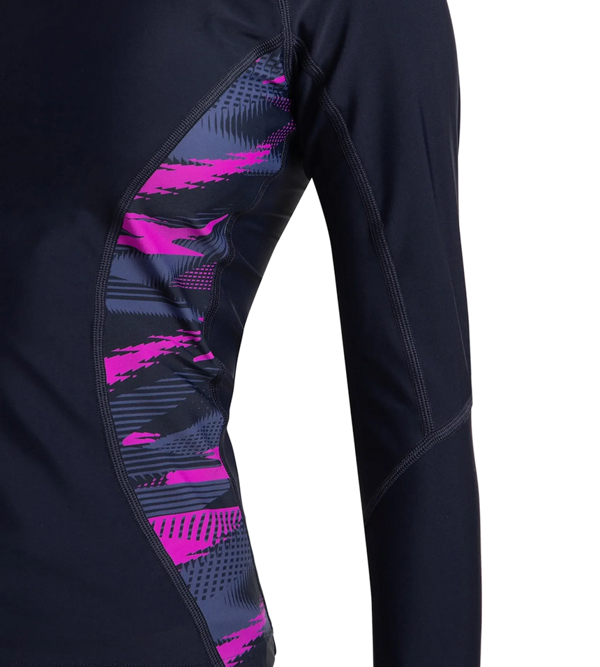 Women's Hyperboom Splice Print Long Sleeve Suntop - True Navy, Hapuna Blue & Diva