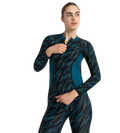 Women's Hyperboom Print Long Sleeve Suntop - Black, Dark Teal & Arctic Glass