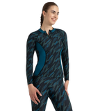 Women's Hyperboom Print Long Sleeve Suntop - Black, Dark Teal & Arctic Glass