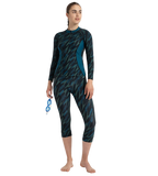 Women's Hyperboom Print Long Sleeve Suntop - Black, Dark Teal & Arctic Glass