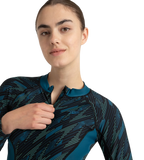 Women's Hyperboom Print Long Sleeve Suntop - Black, Dark Teal & Arctic Glass