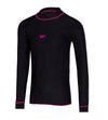 Girls Nylon Long Sleeve Suntop - Black & Electric Pink