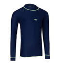 Girls Nylon Long Sleeve Suntop - Navy & Bright Zest