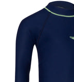 Girls Nylon Long Sleeve Suntop - Navy & Bright Zest