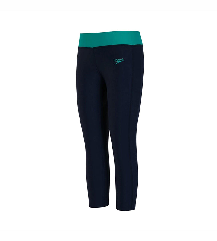 Girl's Solid Swim Capri - Navy & Jade_1