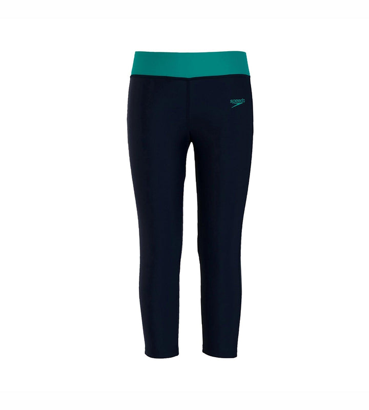 Girl's Solid Swim Capri - Navy & Jade_3