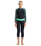 Girls Polyamide Swim Active Capri - True Navy & Green Glow