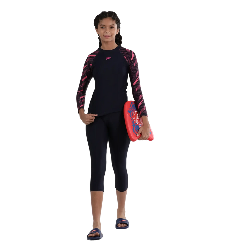 Girl's Endurance 10 Active Capri - True Navy & Fadango Pink