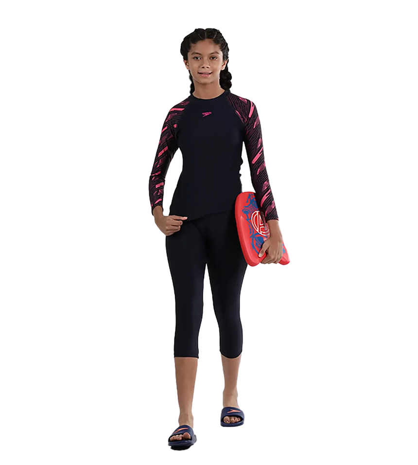 Girl's Endurance 10 Active Capri - True Navy & Fadango Pink