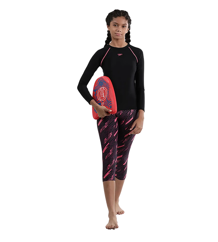 Girl's Endurance 10 Hyperboom Printed Capri - True Navy & Electric Pink