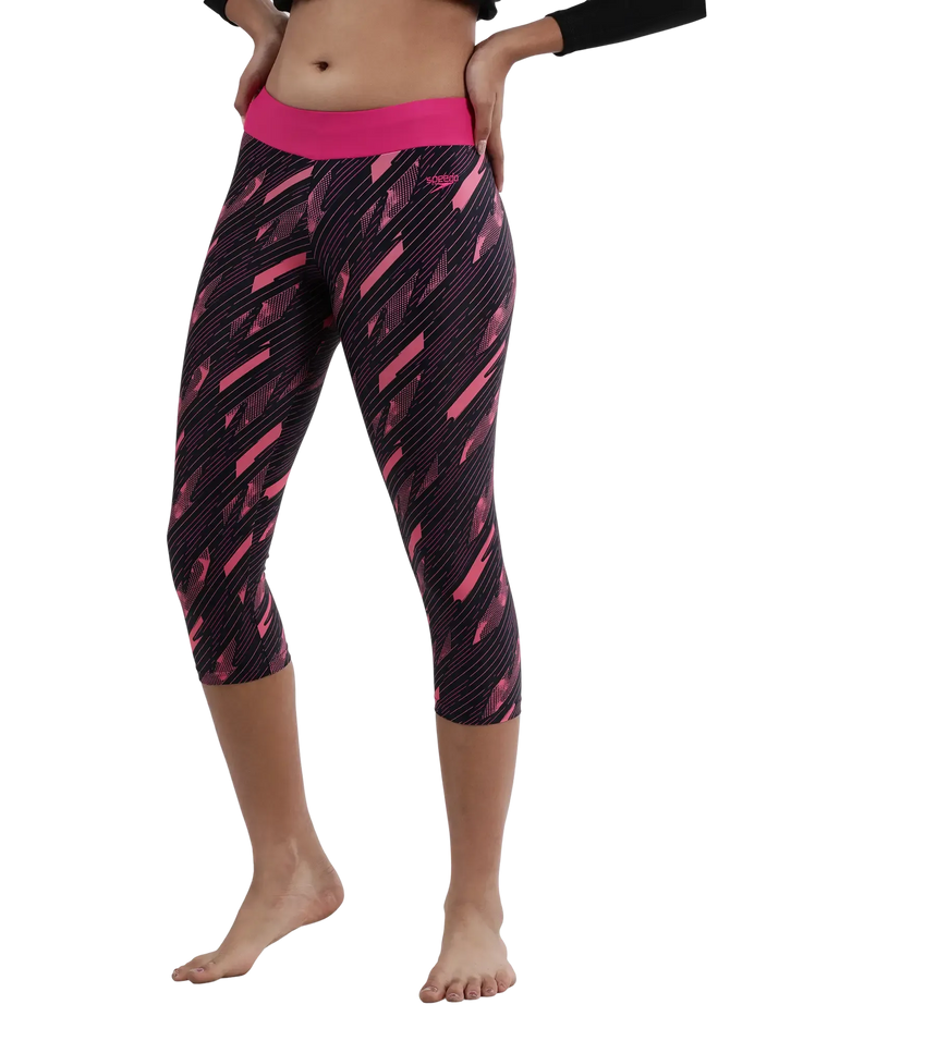 Girl's Endurance 10 Hyperboom Printed Capri - True Navy & Electric Pink