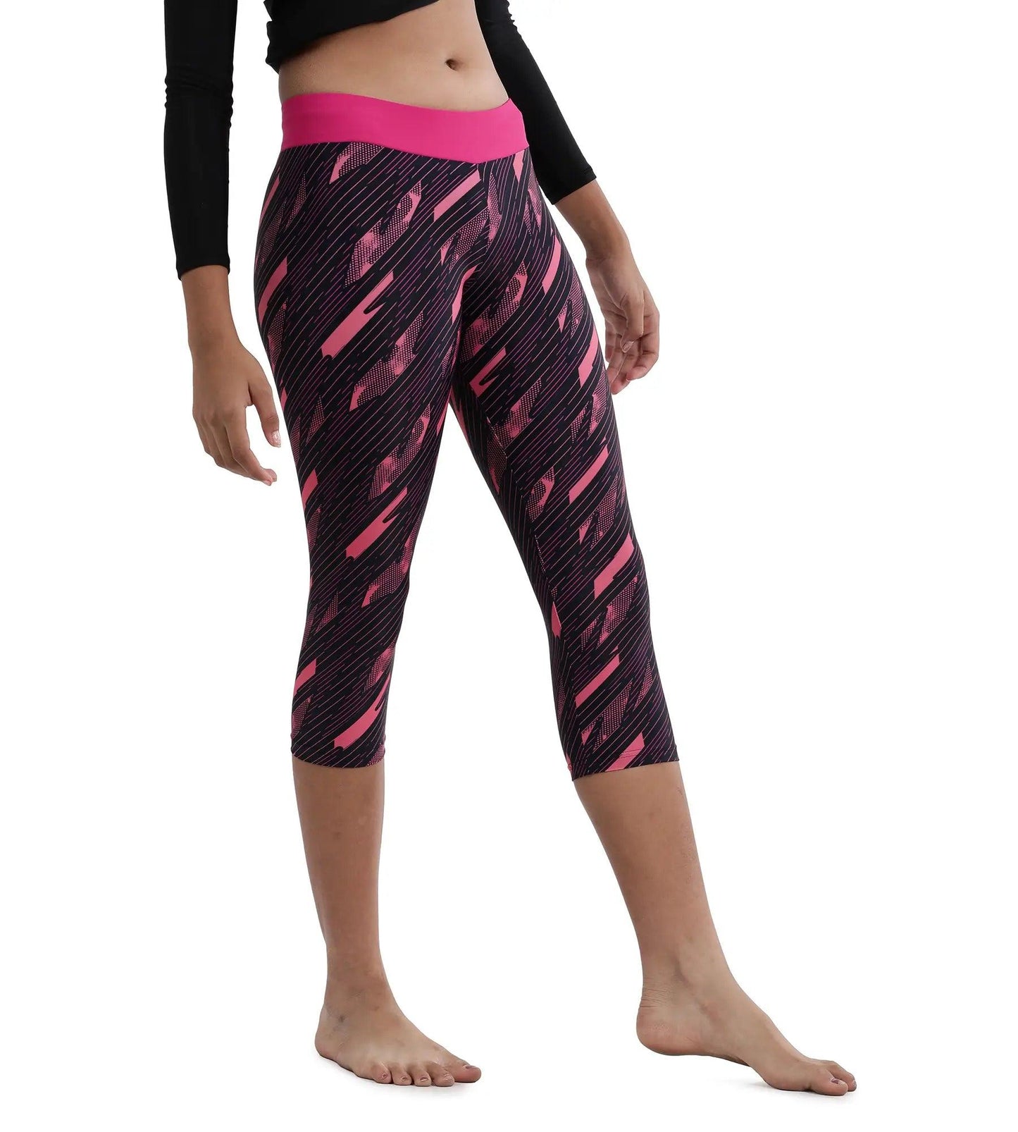 Girl's Endurance Hyperboom Printed Capri - Truenavy  &  Electricpink_3