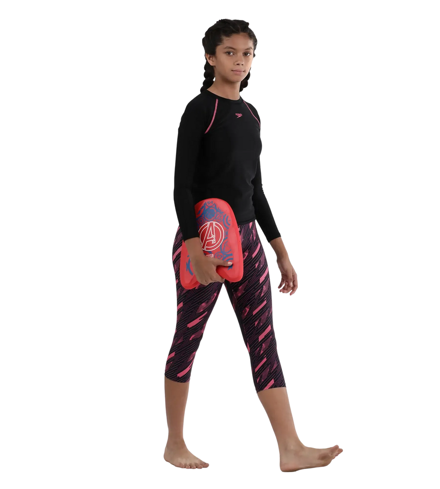Girl's Endurance 10 Hyperboom Printed Capri - True Navy & Electric Pink