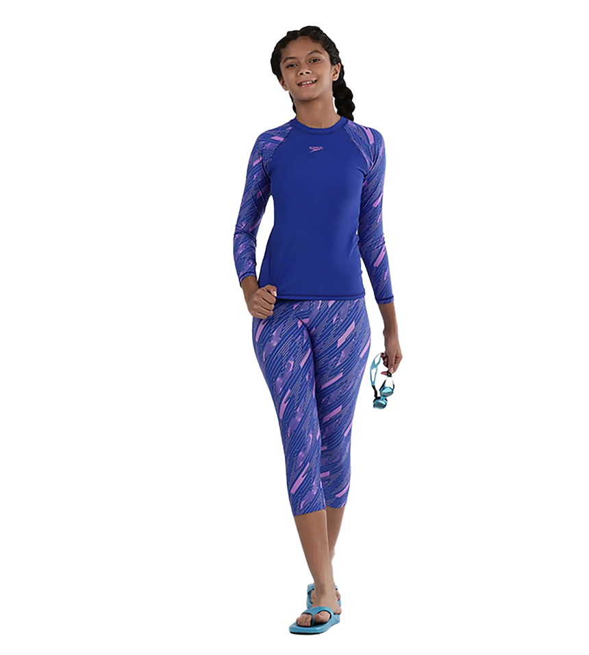 Girl's Endurance 10 Hyperboom Printed Capri - Sweet Purple & True Cobalt