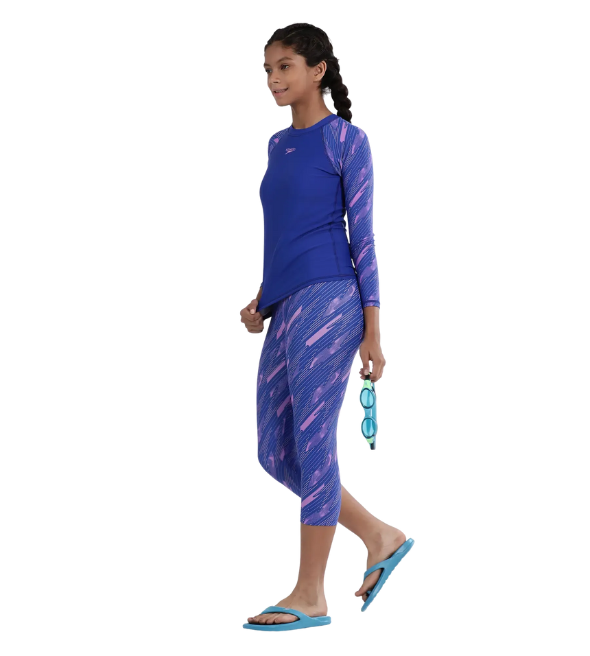 Girl's Endurance 10 Hyperboom Printed Capri - Sweet Purple & True Cobalt