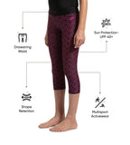 Girl's Endurance 10 Boomstar Printed Active Capri - Black & Electric Pink