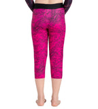Girl's Endurance 10 Astropop Printed Swim Capri - Black & Electric Pink
