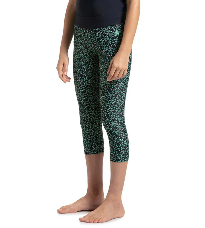 Girl's Endurance 10 Boomstar Printed Active Capri - True Navy & Green Glow_2