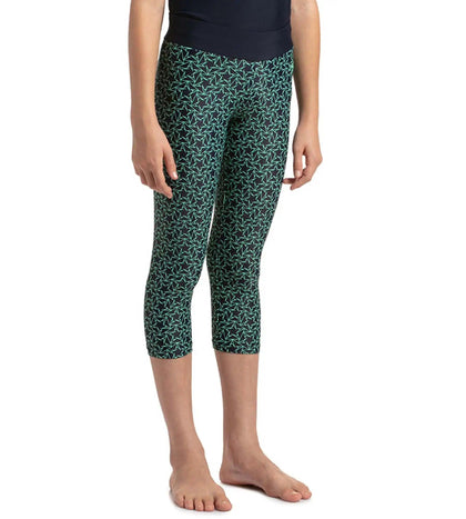 Girl's Endurance 10 Boomstar Printed Active Capri - True Navy & Green Glow_3