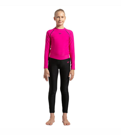 Girl's Active Legging - Black & Electric Pink_4