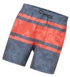 Men's 4 Way Comfort Stretch Essential Printed Watershorts With Side Pockets - Grey Lead & Tropical Coral