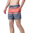Men's 4 Way Comfort Stretch Essential Printed Watershorts With Side Pockets - Grey Lead & Tropical Coral
