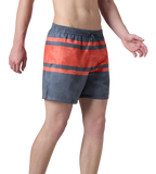 Men's 4 Way Comfort Stretch Essential Printed Watershorts With Side Pockets - Grey Lead & Tropical Coral
