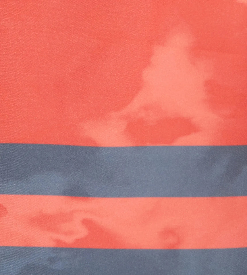 Men's 4 Way Comfort Stretch Essential Printed Watershorts With Side Pockets - Grey Lead & Tropical Coral