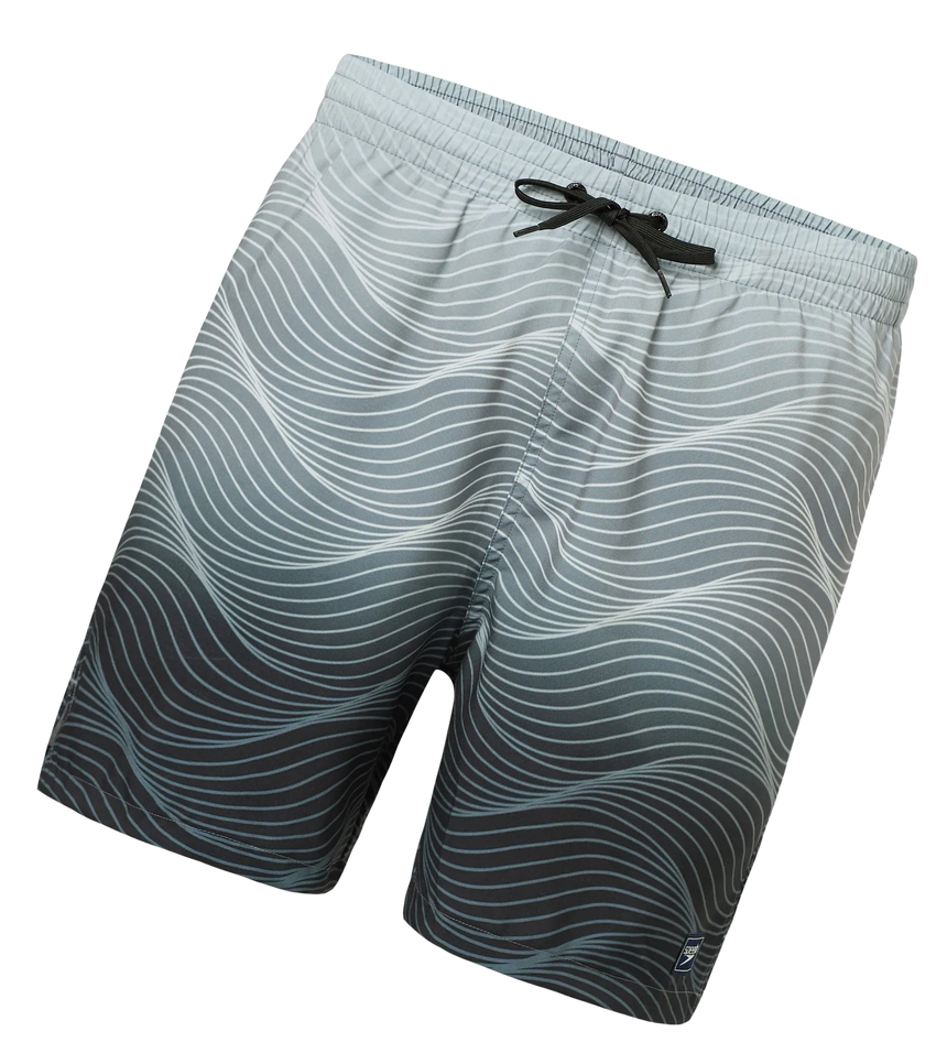 Men's 4 Way Comfort Stretch Essential Printed Watershorts With Side Pockets - Antracite & Coin Grey
