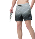 Men's 4 Way Comfort Stretch Essential Printed Watershorts With Side Pockets - Antracite & Coin Grey