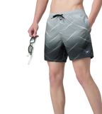 Men's 4 Way Comfort Stretch Essential Printed Watershorts With Side Pockets - Antracite & Coin Grey