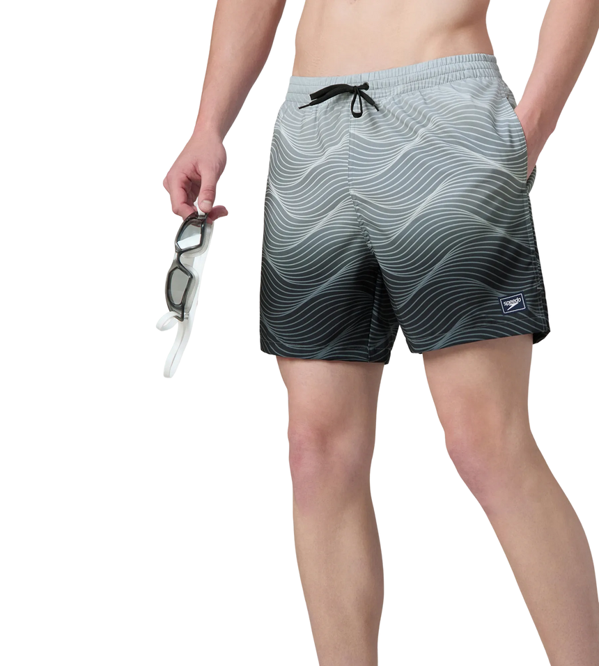 Men's 4 Way Comfort Stretch Essential Printed Watershorts With Side Pockets - Antracite & Coin Grey