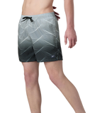 Men's 4 Way Comfort Stretch Essential Printed Watershorts With Side Pockets - Antracite & Coin Grey